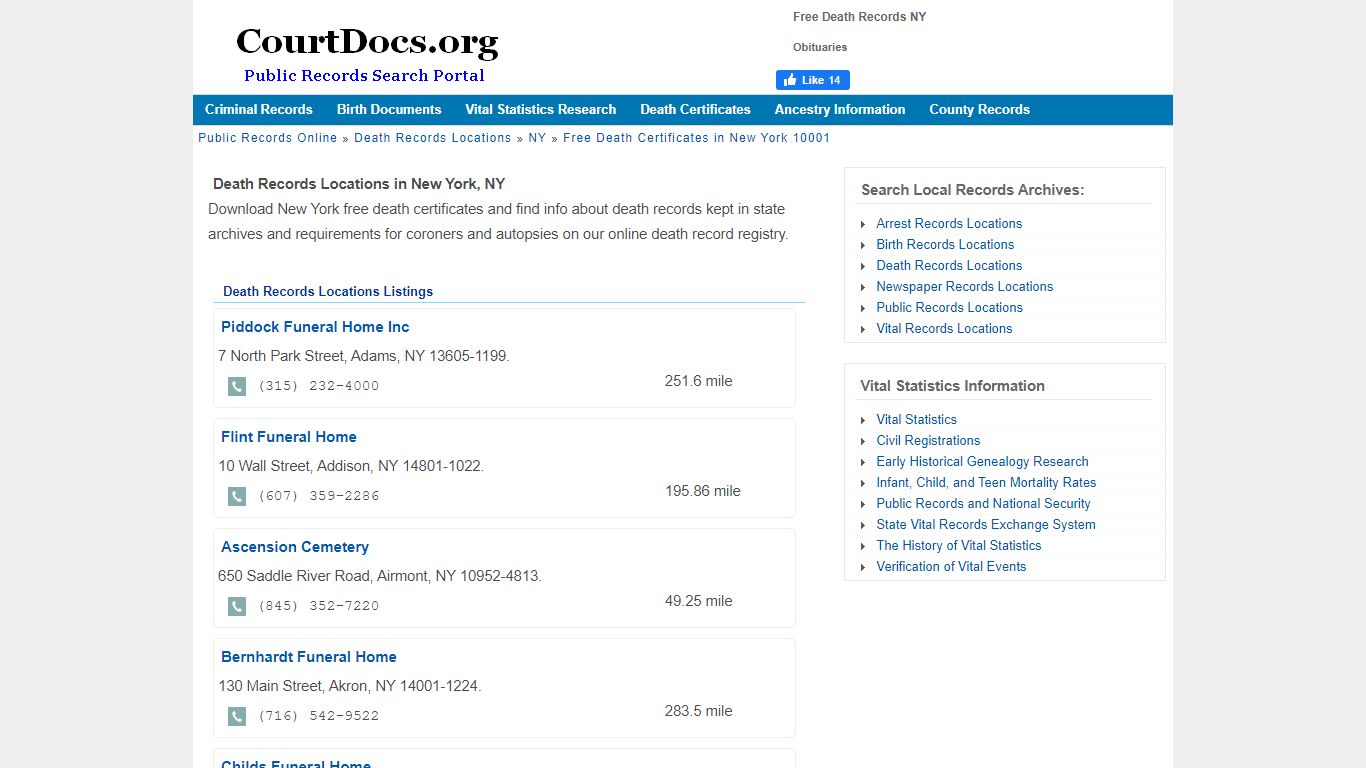 Free Death Records NY - Obituaries - CourtDocs.org